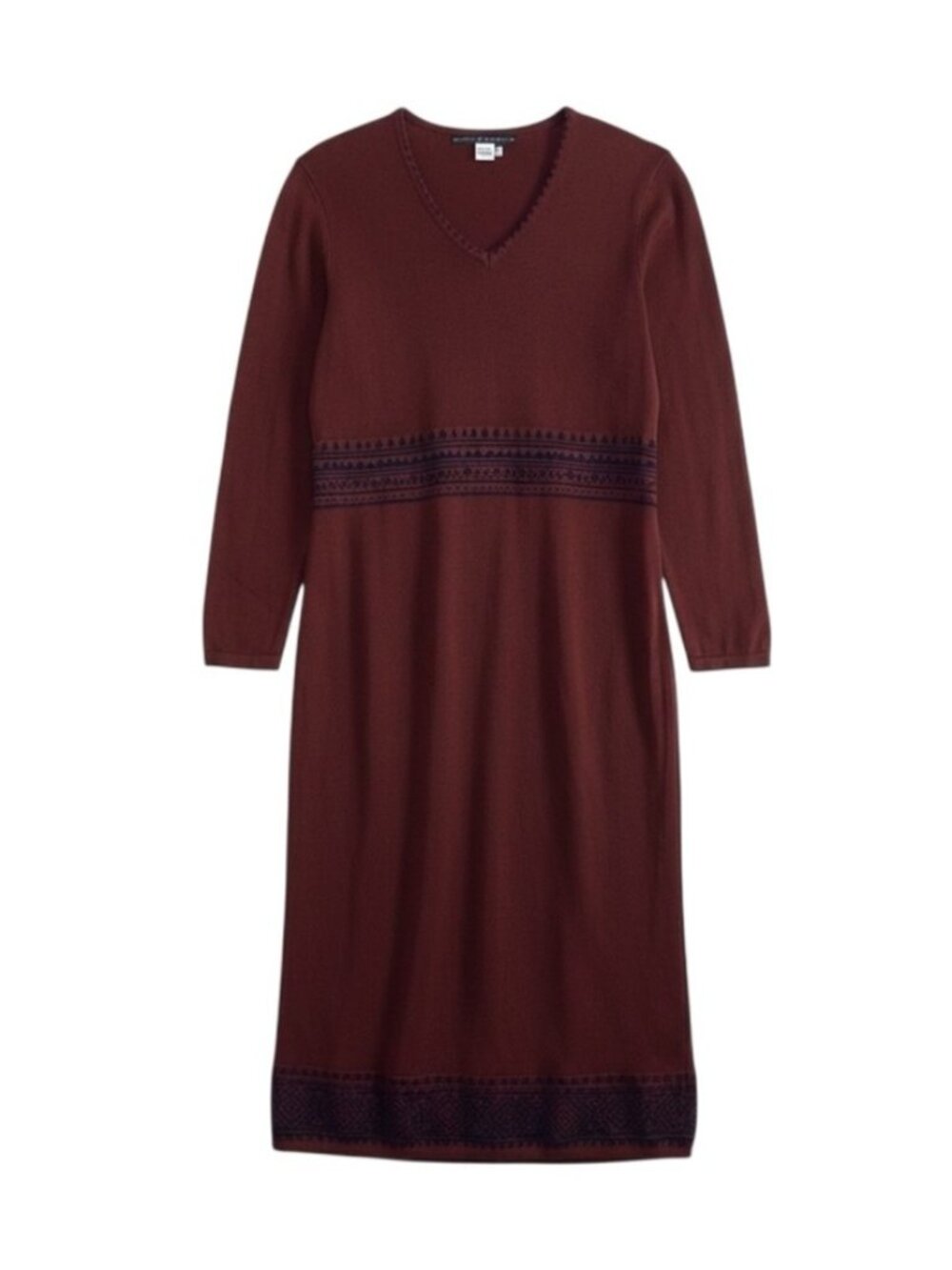 Peruvian‎ Connection Knit Aztec Midi Dress Size Medium Brown Black Cotton